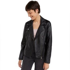 Reitman’s Women’s Black Faux Leather Moto Jacket with Tailor Collar in Small